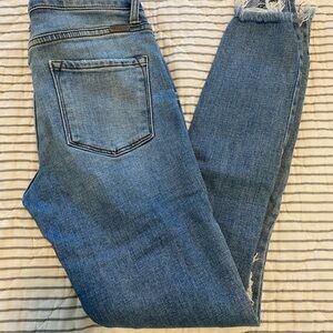 KanCan Mid-Blue Skinny Jeans with Frayed Hem